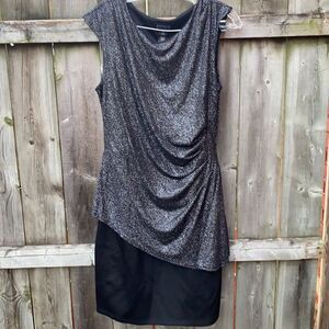 Enfocus Studio silver double layer cocktail dress sz. 14